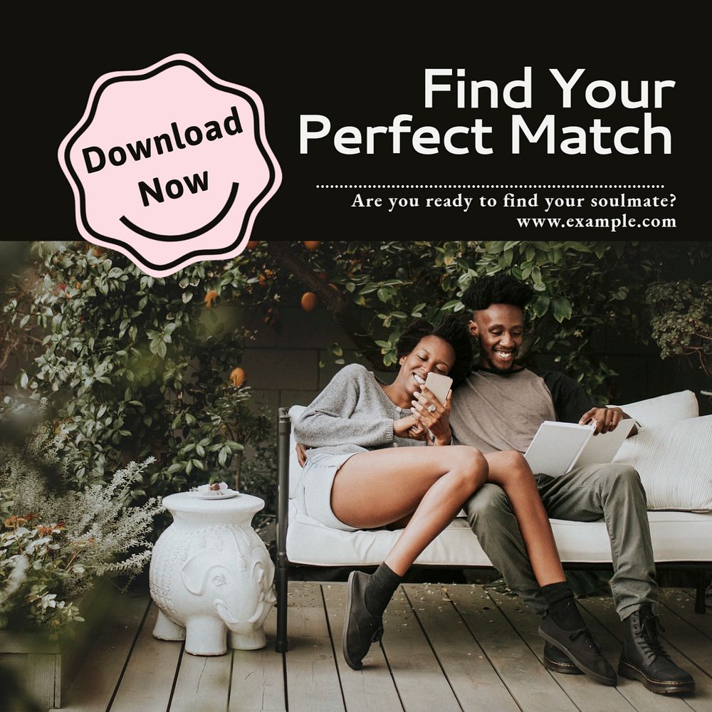 Dating app   Instagram post template, editable text