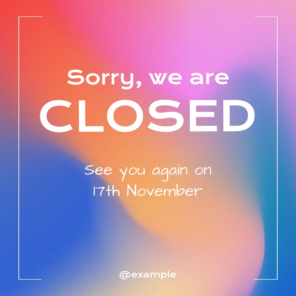 We are closed Instagram post template, editable text