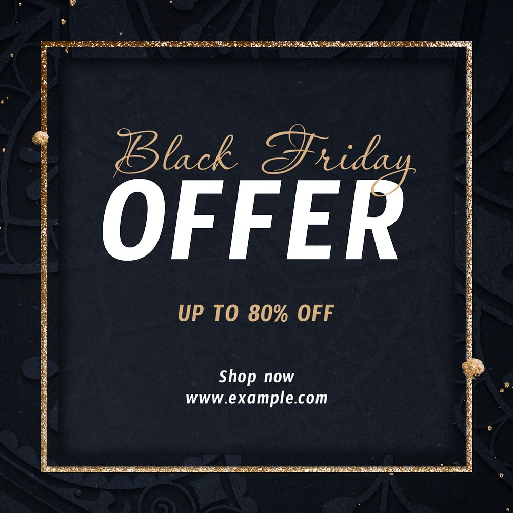 Black Friday sale Instagram post template, editable text