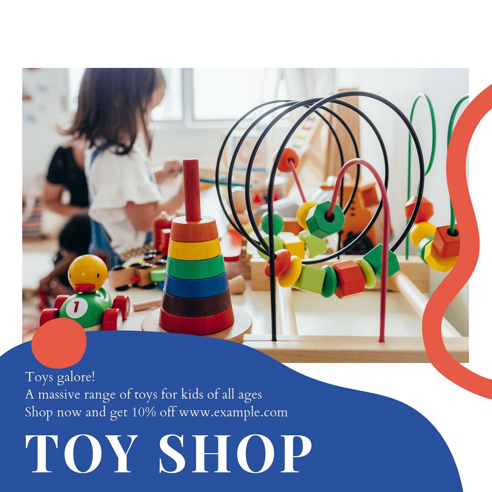 Toy shop Instagram post template, editable social media ad