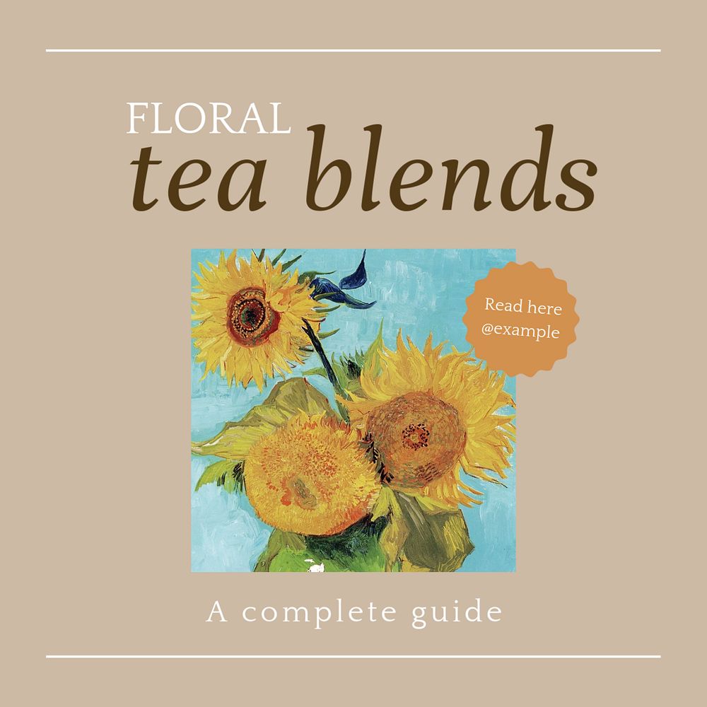 Floral tea blends Instagram post template, editable design