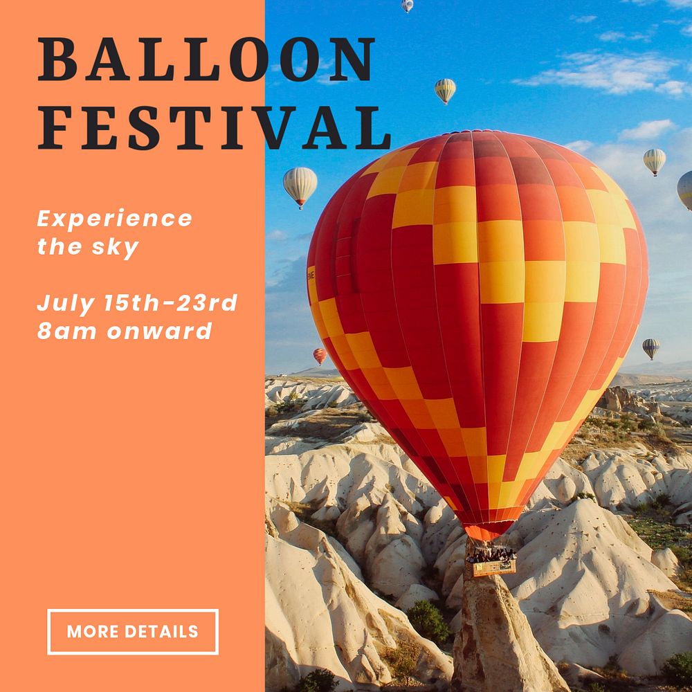 Balloon festival Instagram post template, editable social media design