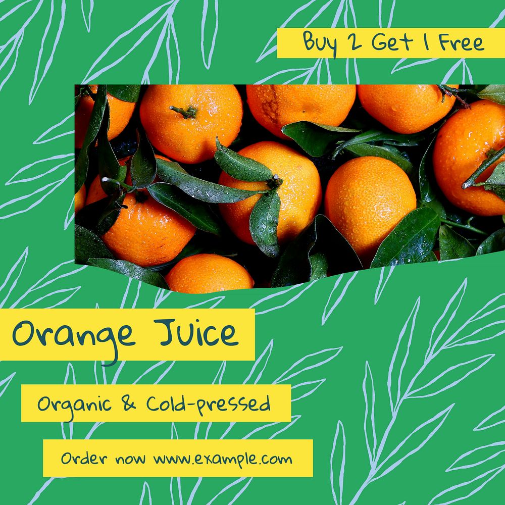 Orange juice Instagram post template, editable design