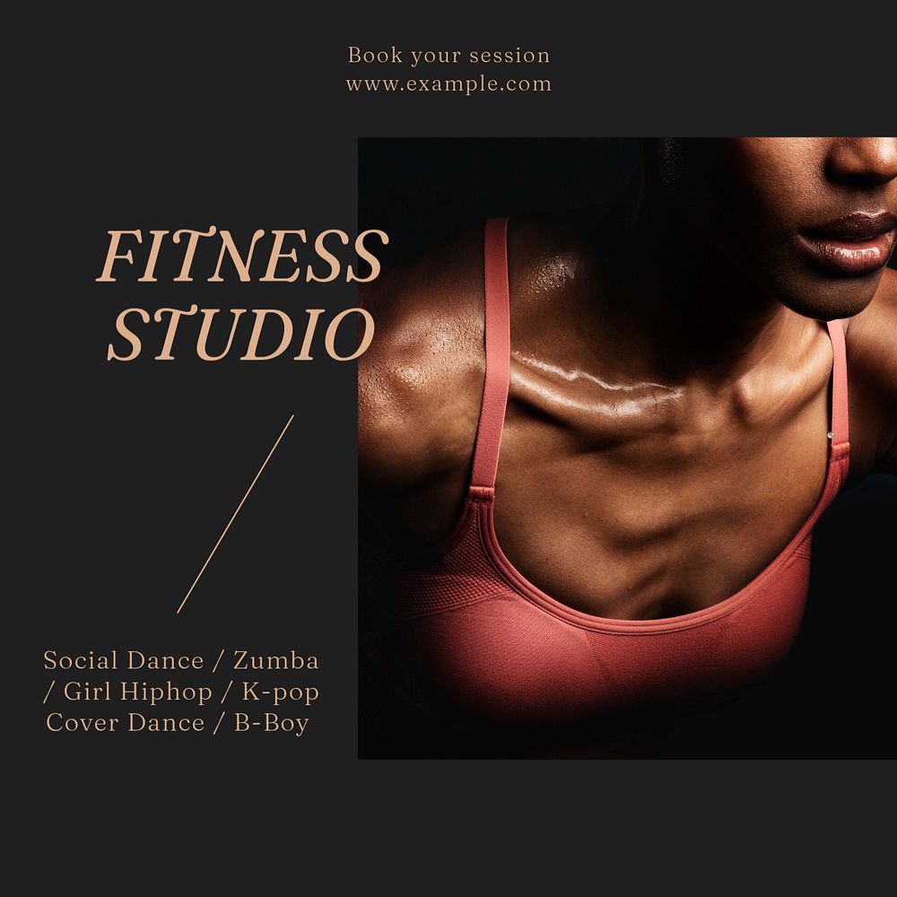 Fitness studio classes Instagram post template, editable social media design