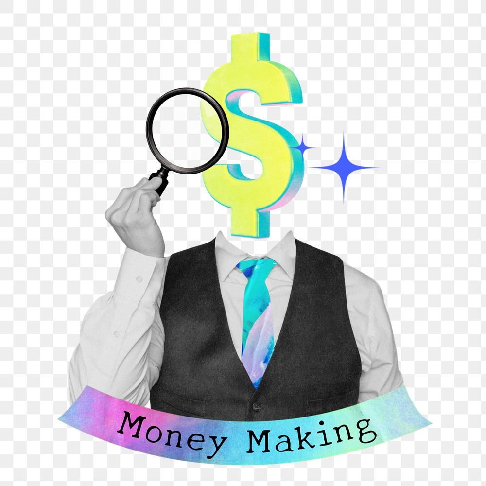 Money making word png element, financial plan collage remix