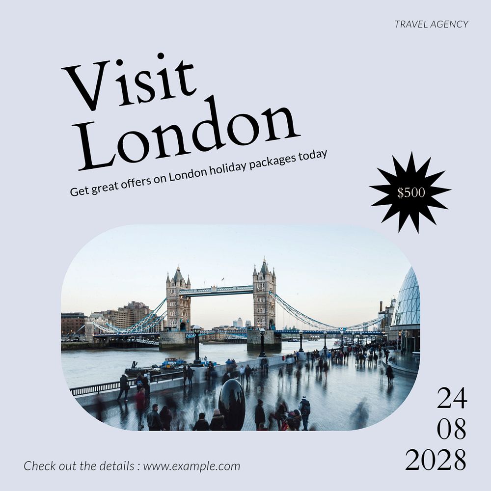 London holiday Instagram post template, editable design