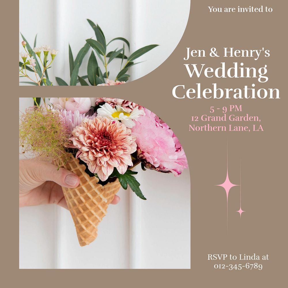 Wedding celebration Instagram post template, editable social media design