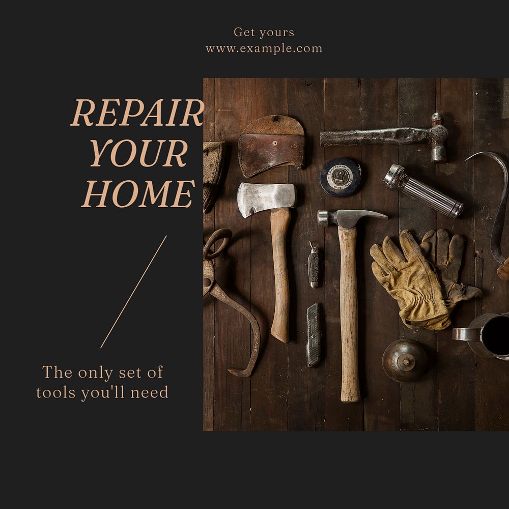 Repair your home Instagram post template, editable social media design