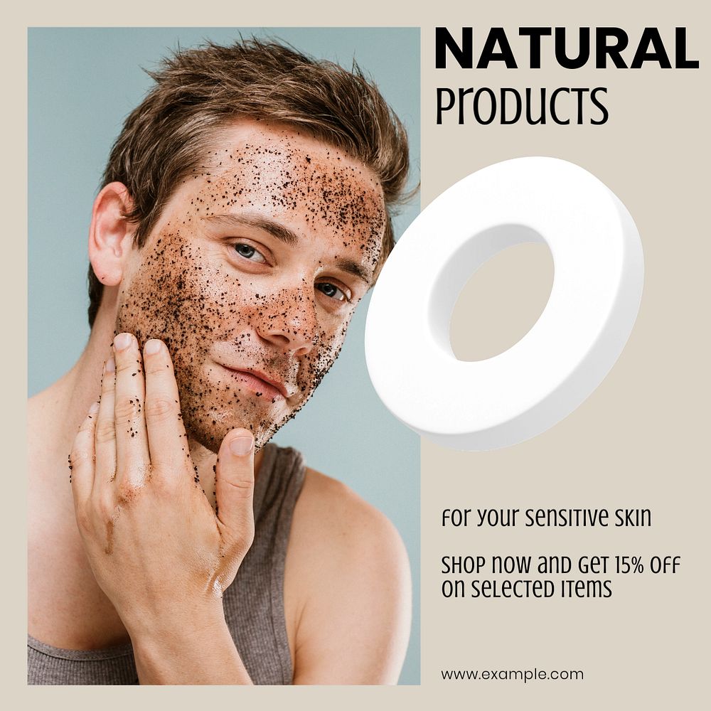 Natural skincare Instagram post template, editable social media design