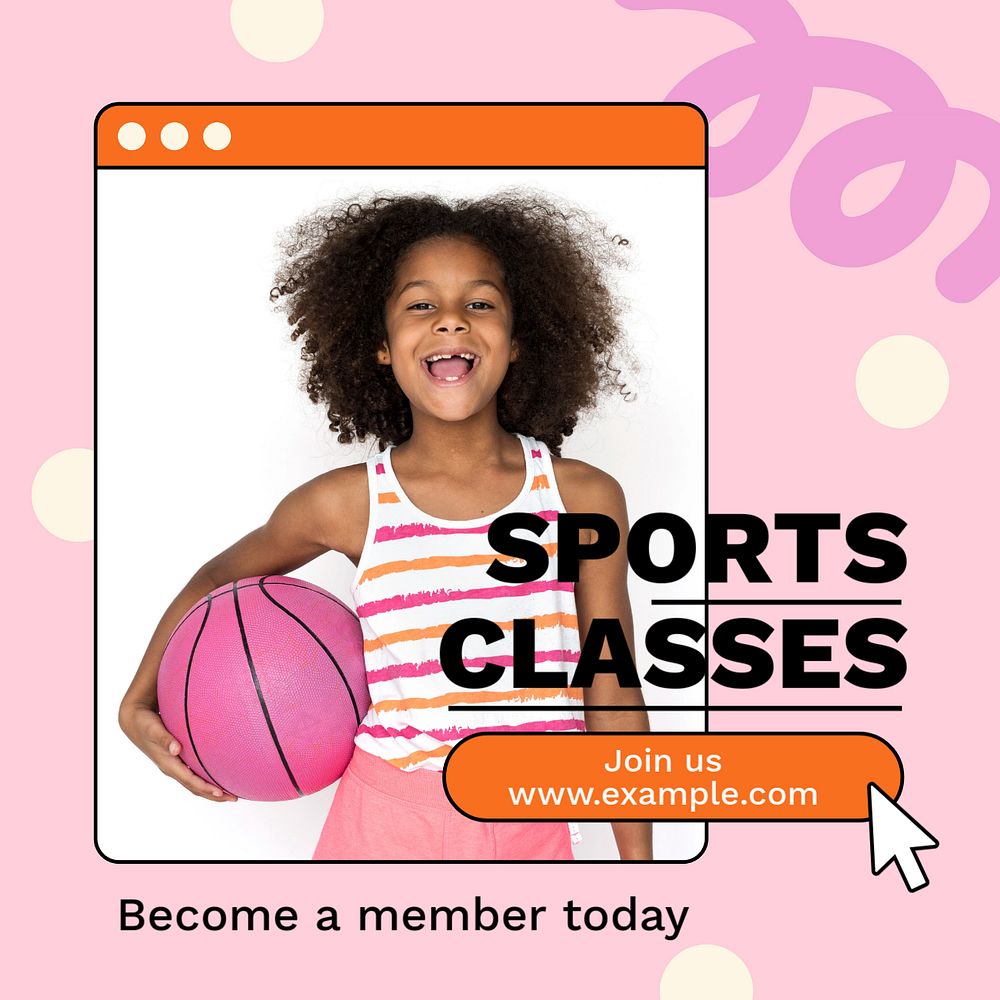 Sports classes Instagram post template, editable design