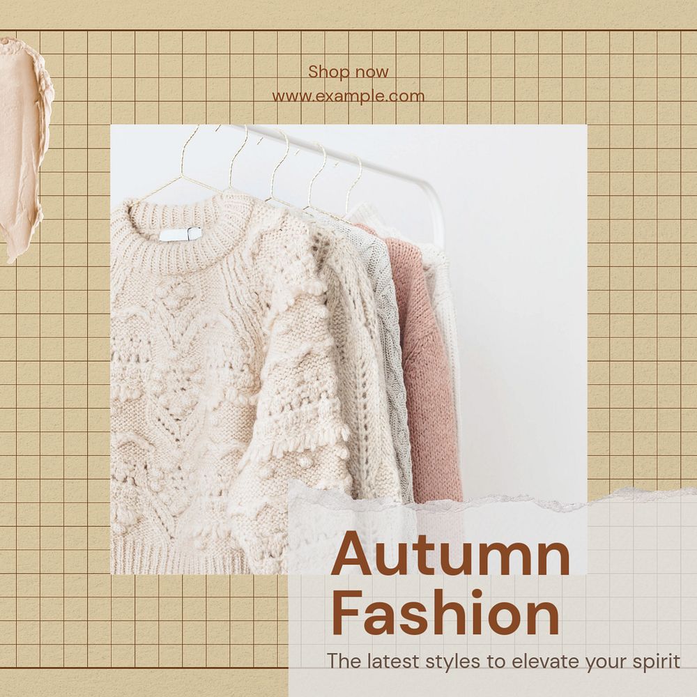 Autumn fashion Facebook post template, editable design