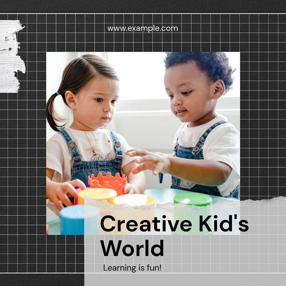 Creative kid Instagram post template, editable social media design