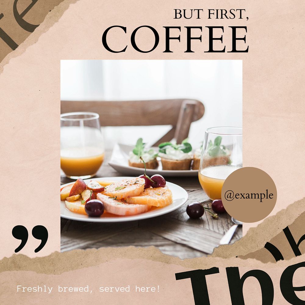 Coffee morning Instagram post template, editable social media design