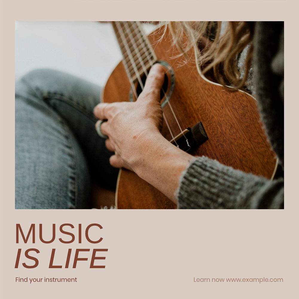 Music is life Instagram post template, editable social media design