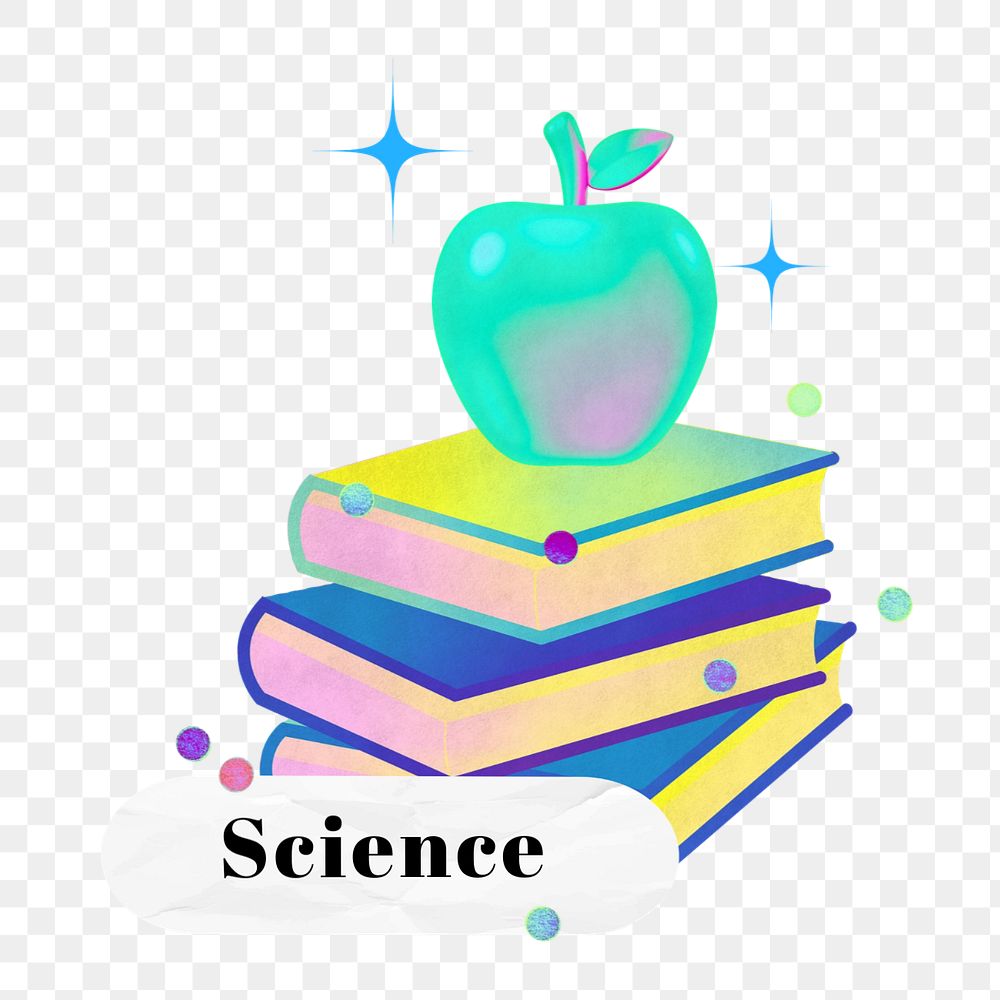 Science word png element, editable education collage remix