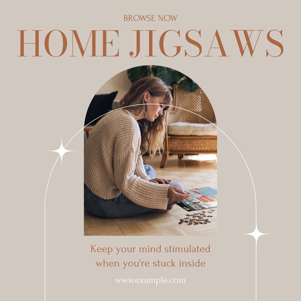 Home jigsaws Instagram post template, editable social media design