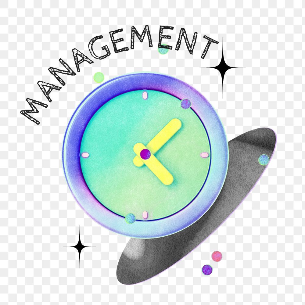 Time management word png element, editable clock collage remix