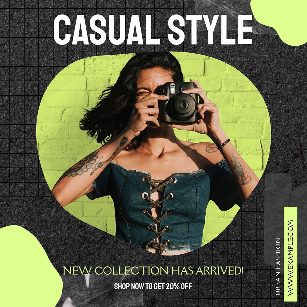 Casual fashion Instagram post template, editable design