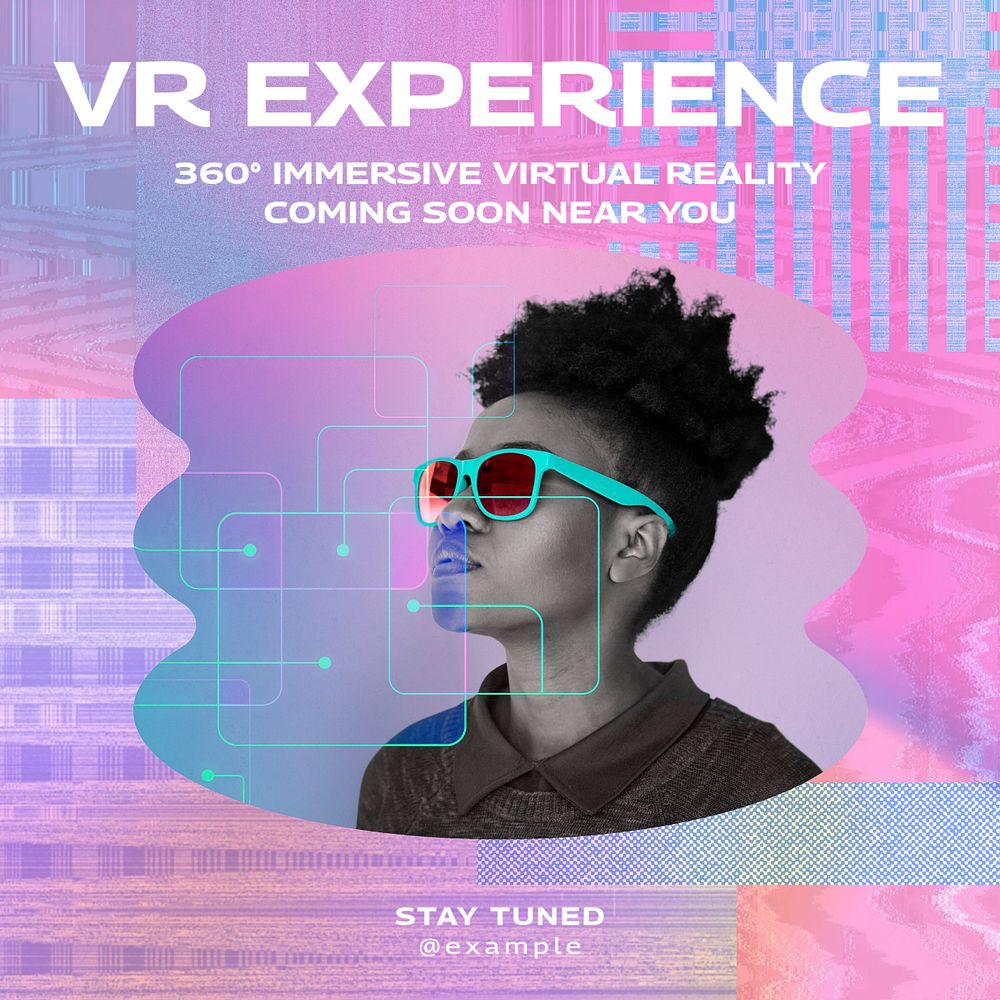 VR experience Instagram post template, editable design