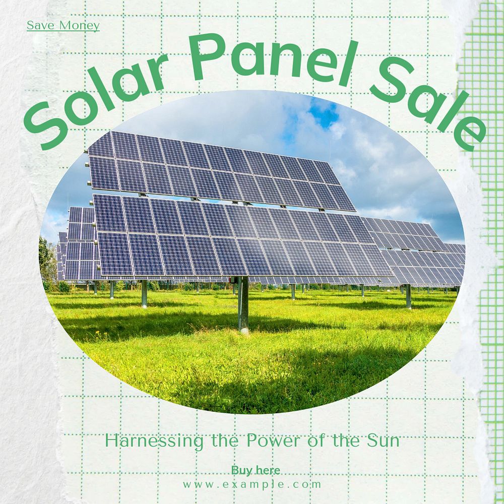 Solar panel Instagram post template, editable text