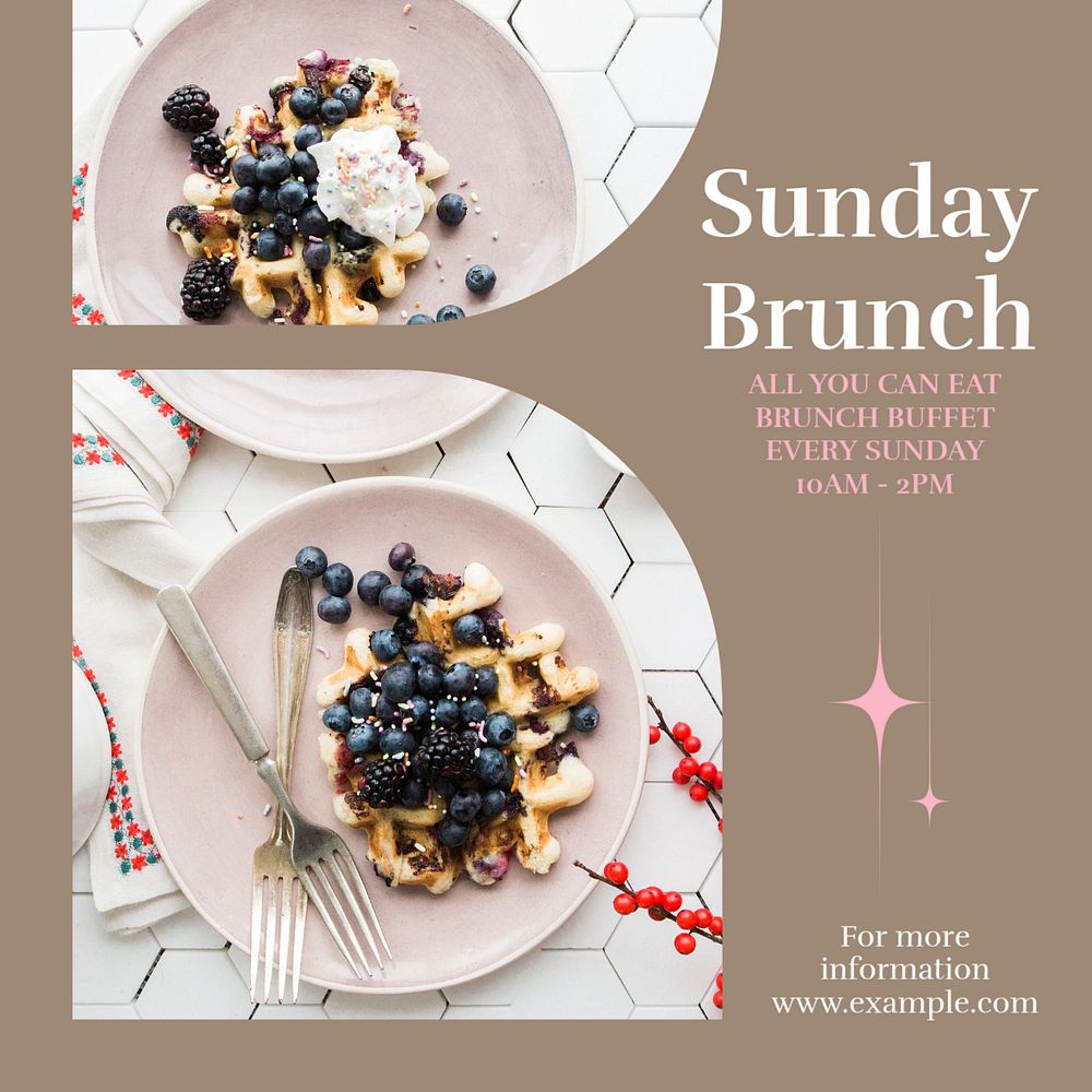 Sunday brunch Instagram post template, editable social media design