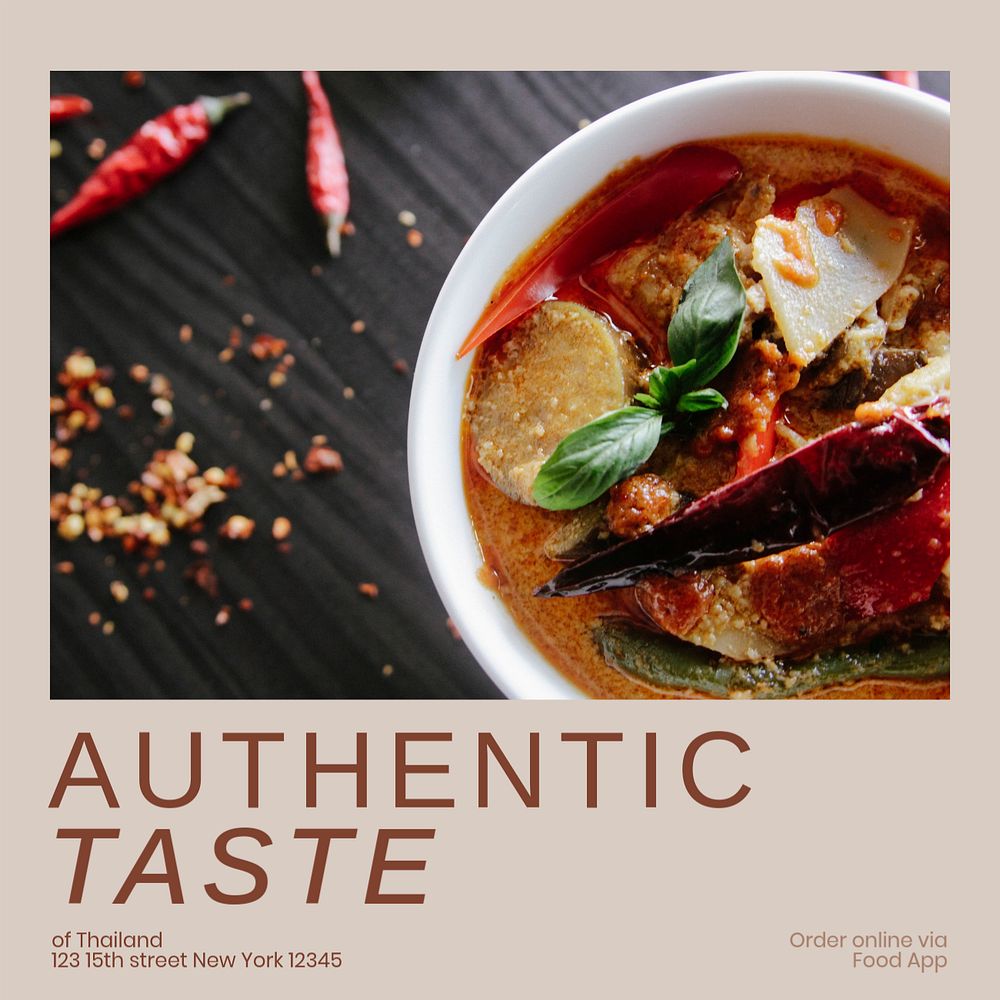 Authentic taste Instagram post template, editable social media design