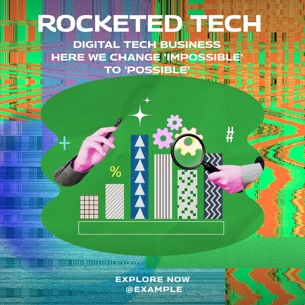 Rocketed tech Facebook post template, editable design