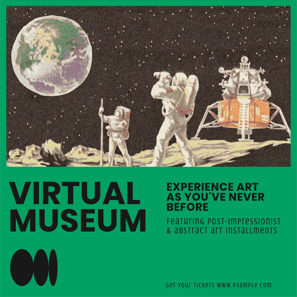 Virtual museum Instagram post template, editable design