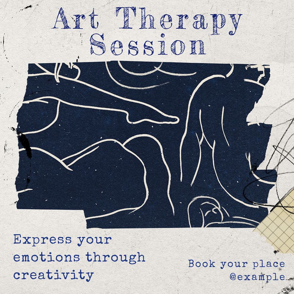 Art therapy session Instagram post template, editable text