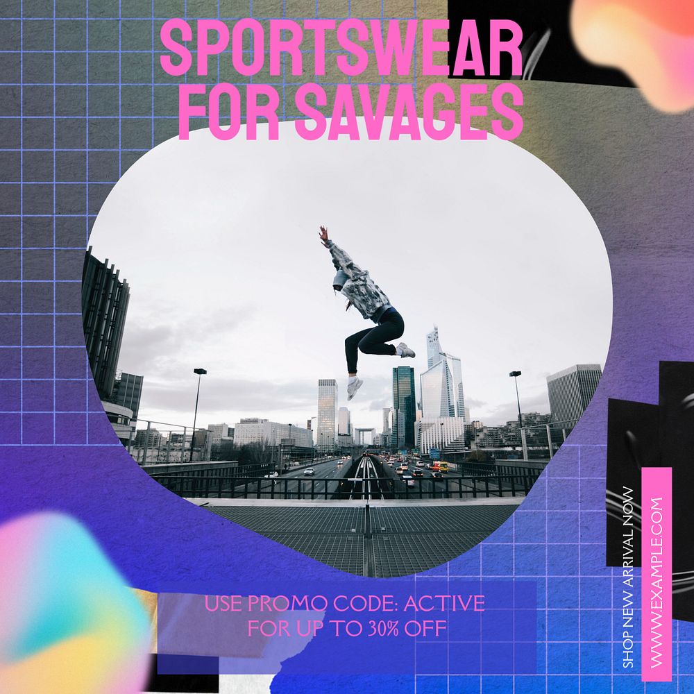 Sportswear for savages Instagram post template, editable design