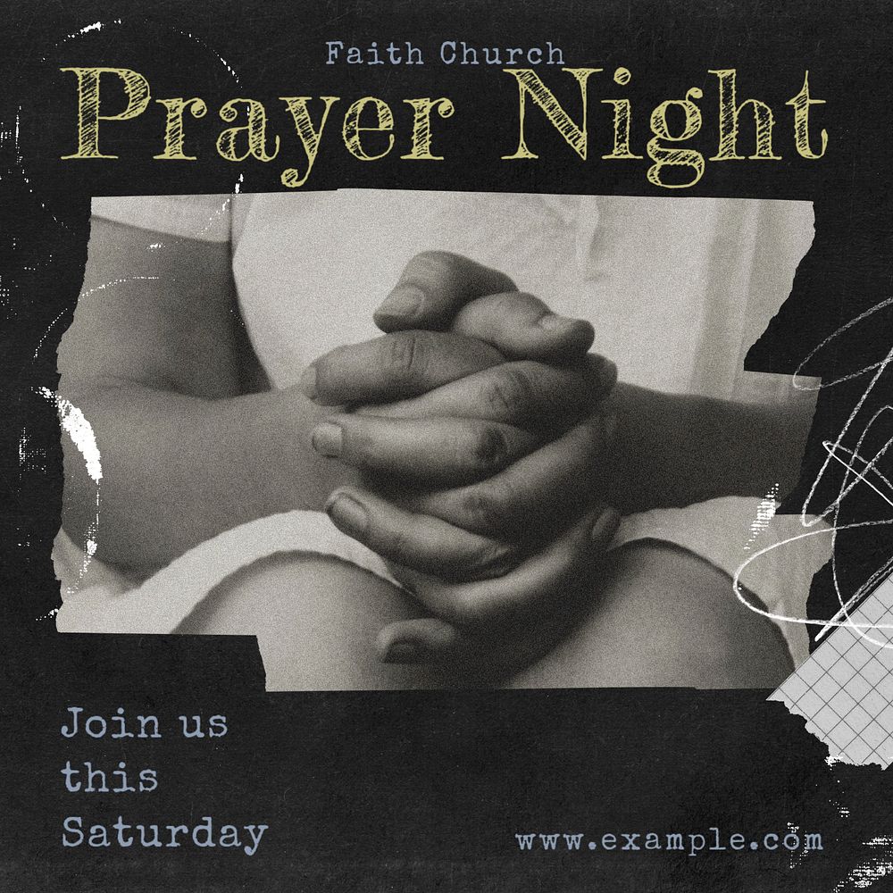 Prayer night Instagram post template, editable text