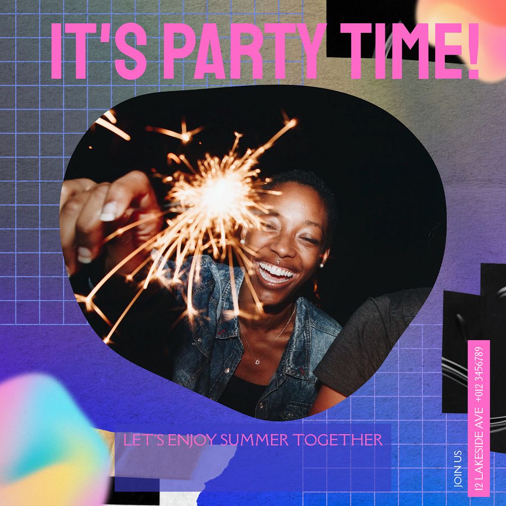 Party time Instagram post template, editable text