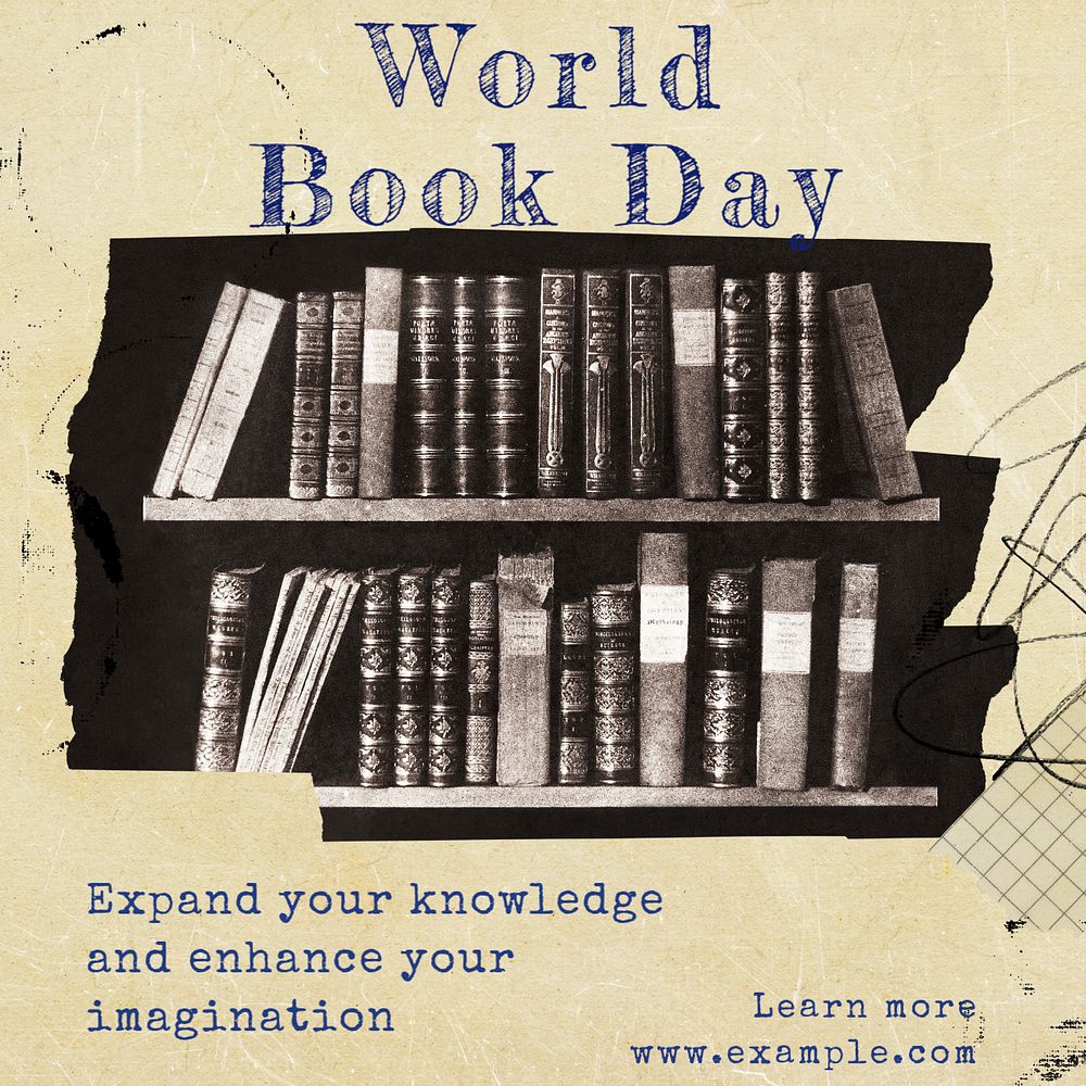 World book day post template, editable social media design