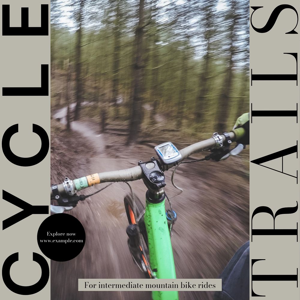 Cycle trails Instagram post template, editable social media design