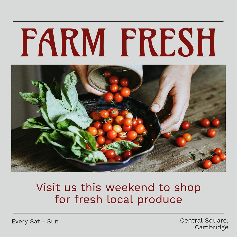 Farm fresh social media template, editable design