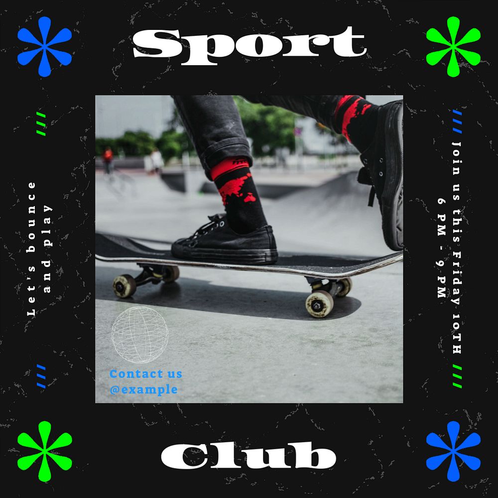 Sport club Instagram post template, editable social media design