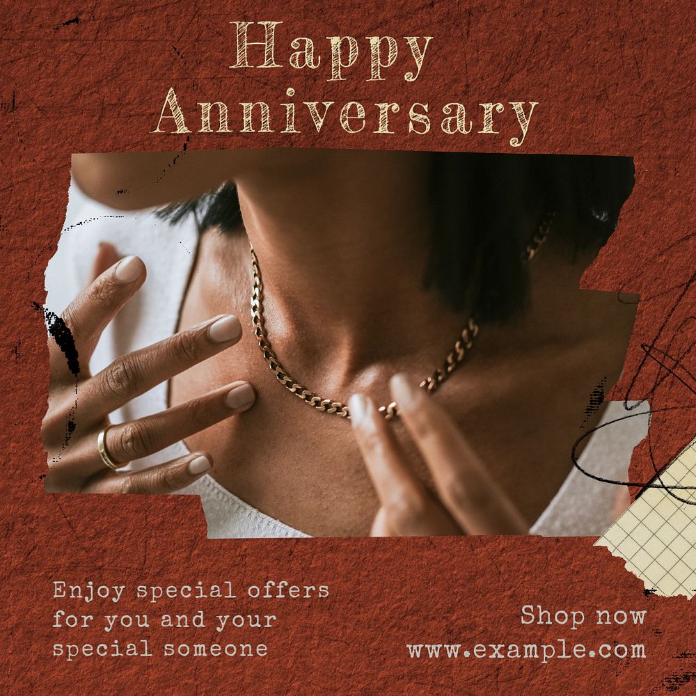 Happy anniversary Instagram post template, editable design