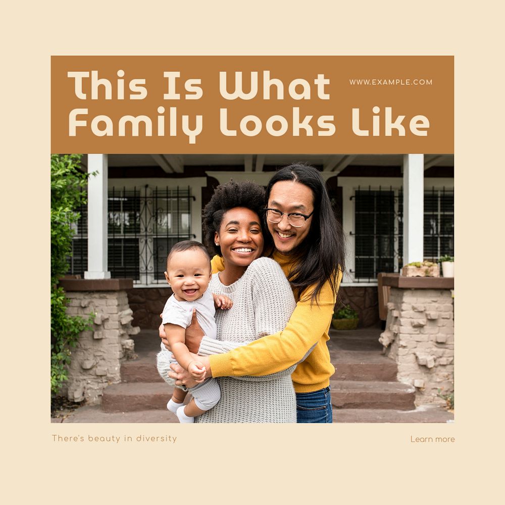 Diversity & family Instagram post template, editable social media design