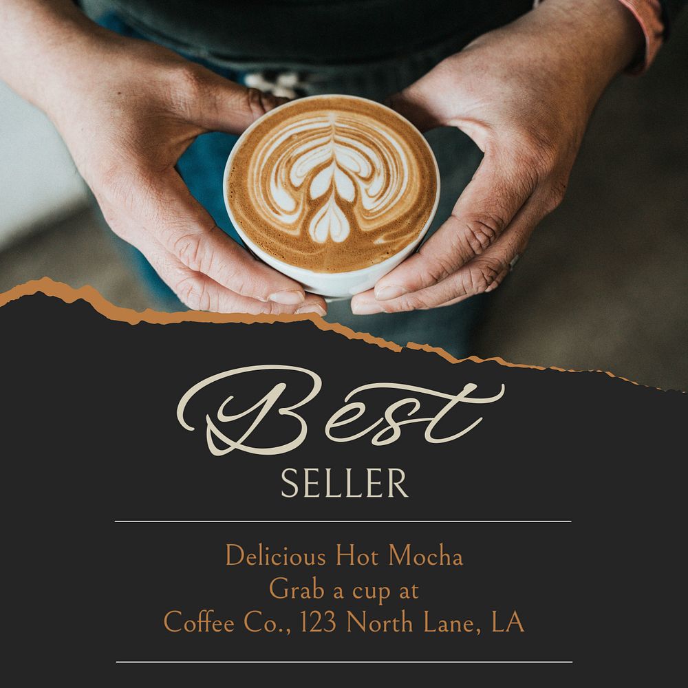 Cafe best seller Instagram post template, editable social media design