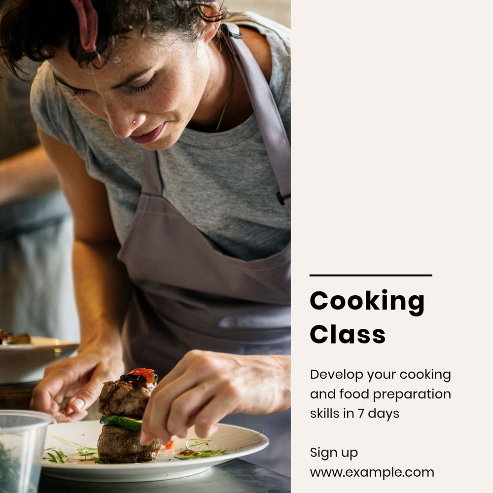 Cooking class Instagram post template, editable design