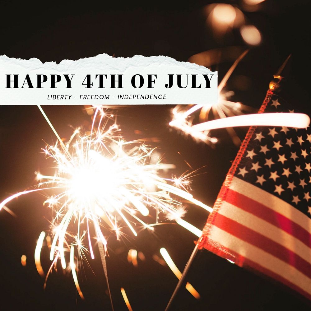 4th of july post template, editable text for social media