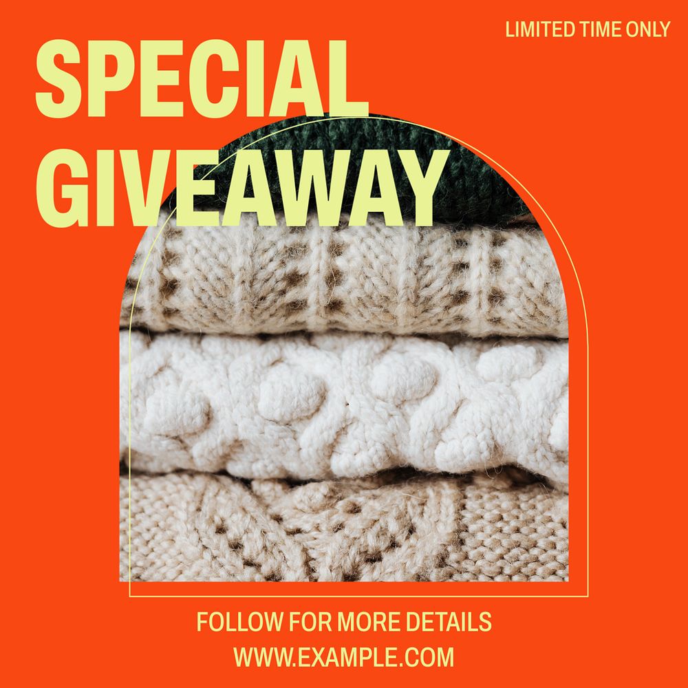 Special giveaway Instagram post template, editable design