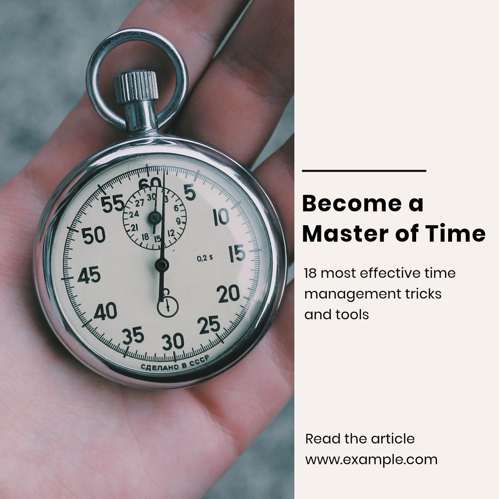 Time management blog Instagram post template, editable social media ad