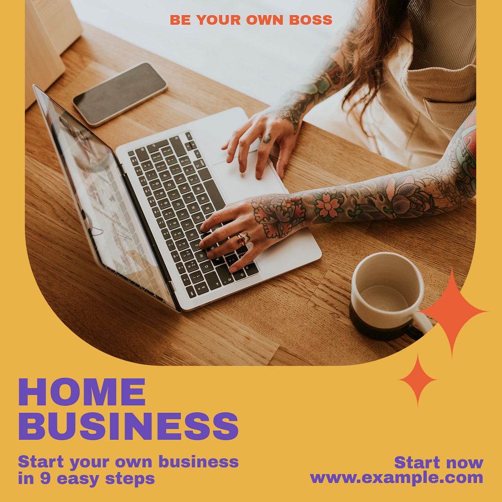 Home business Instagram post template, editable design