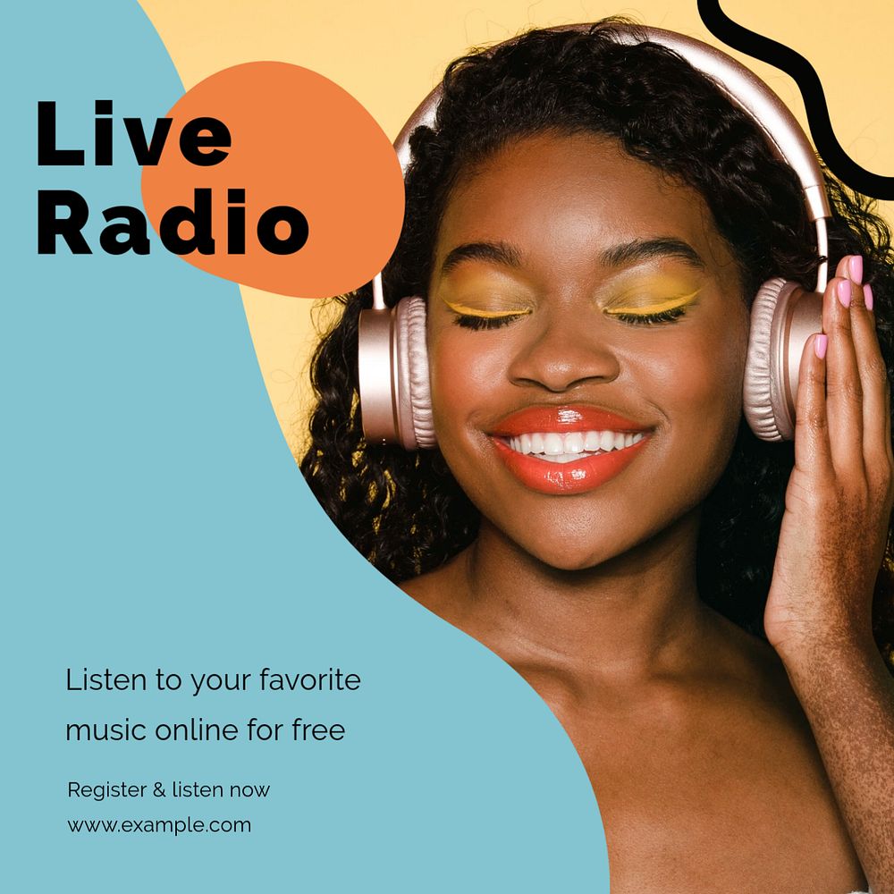 Live radio Instagram post template, editable social media ad