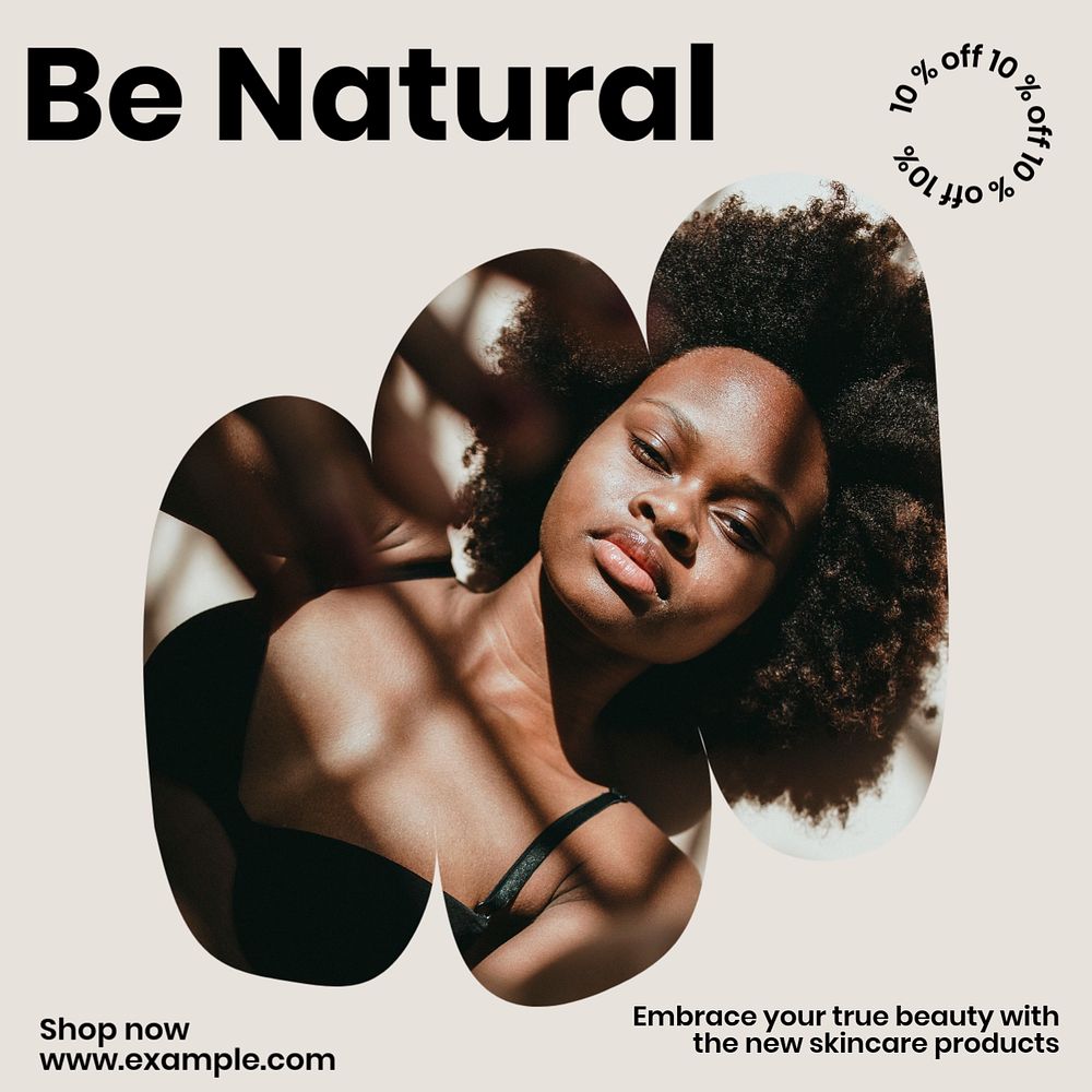 Be natural Instagram post template, editable design