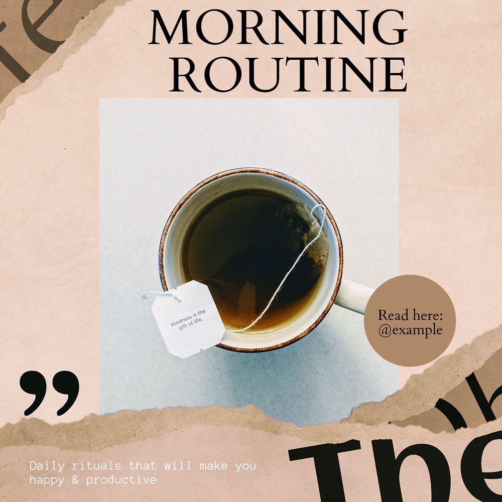 Morning routine Instagram post template, editable social media design