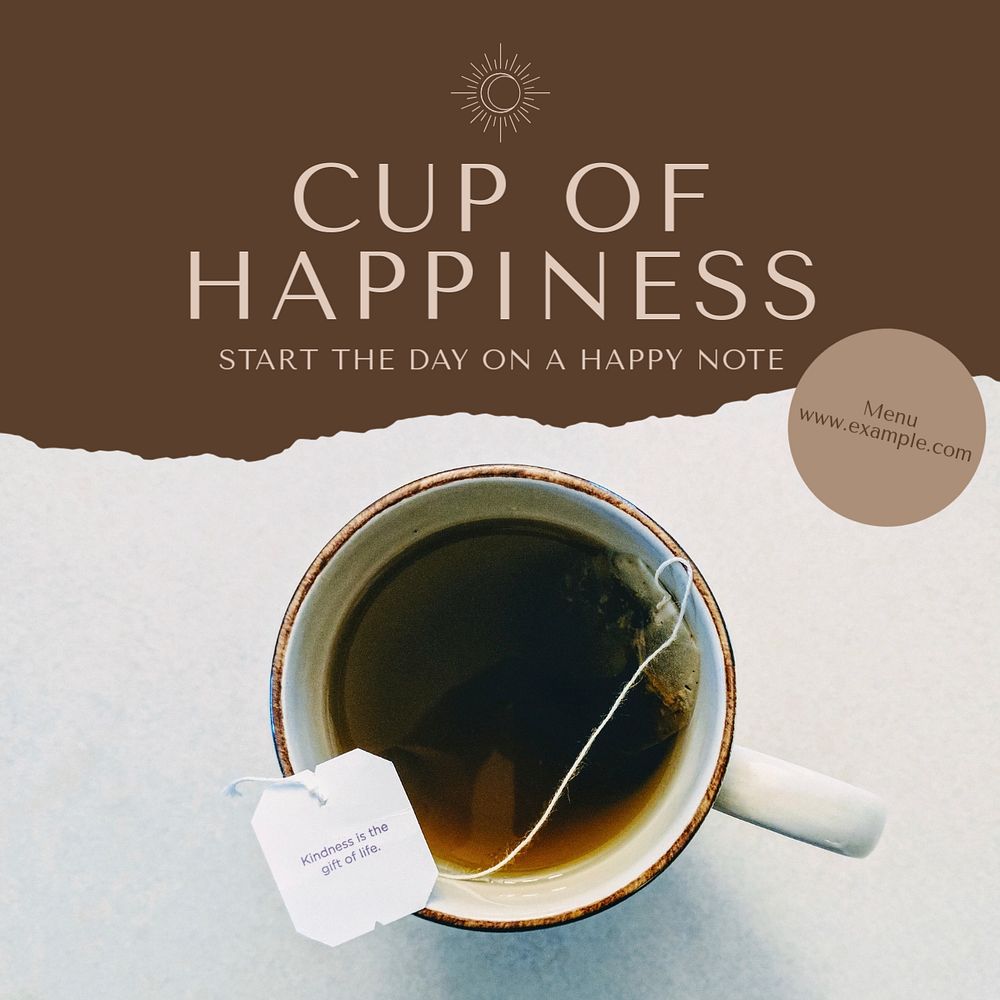 Cup of happiness Instagram post template, editable social media design