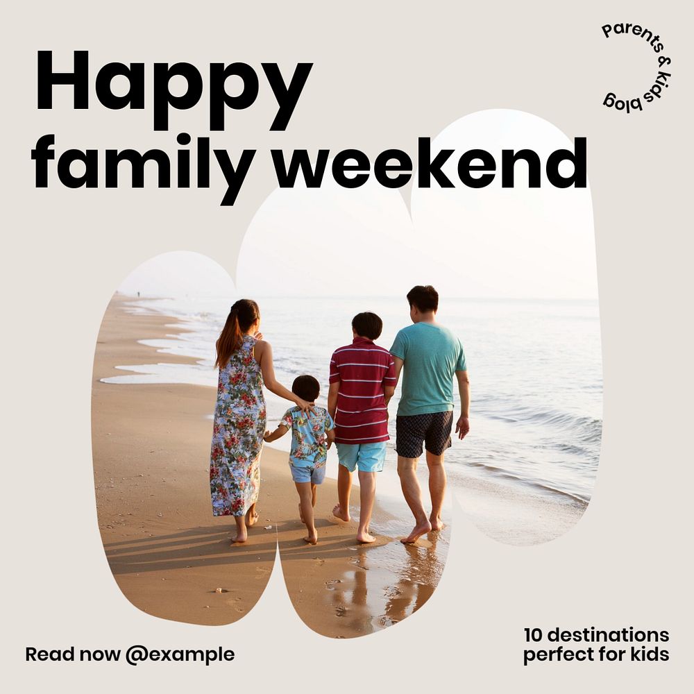 Happy family weekend post template, editable text for social media