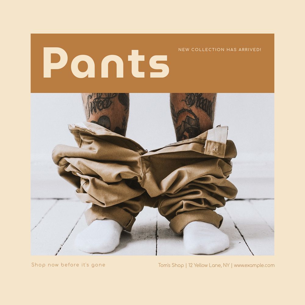 Pants Instagram post template, editable social media design